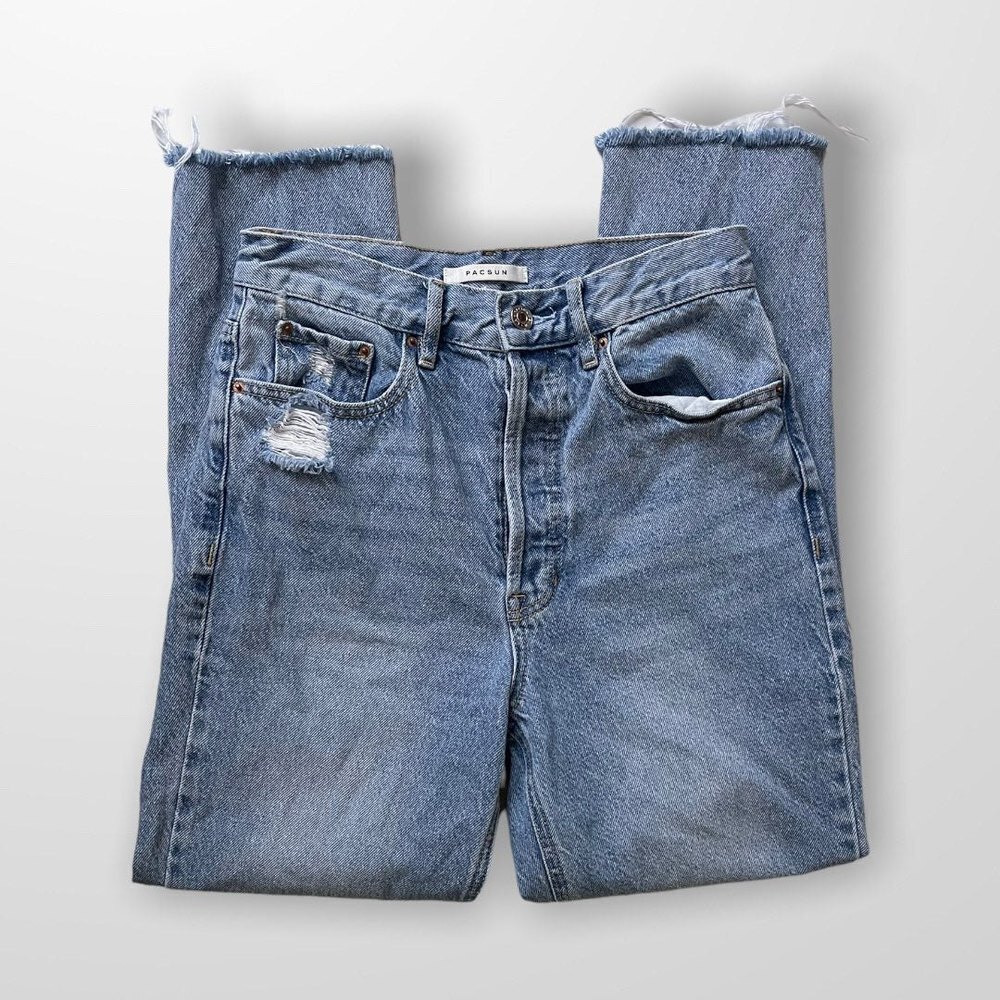 High-waisted Cropped PacSun Distressed 90's Mom Jeans Size 26 - Picture 4 of 7